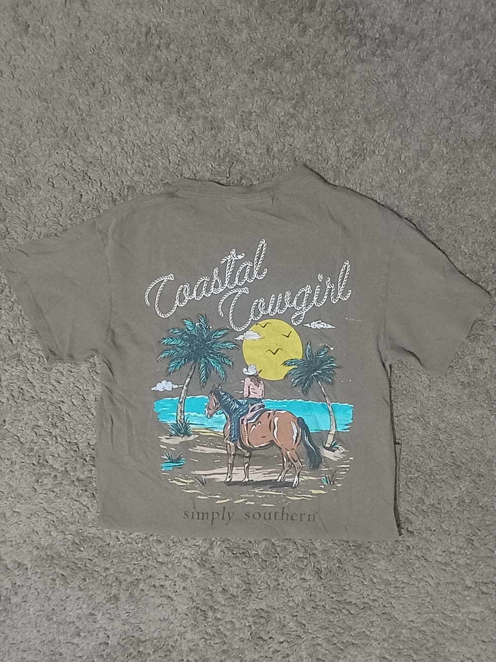 Simply Southern Gray Coastal Cowgirl Tee Shirt, Great Condition! Size Small